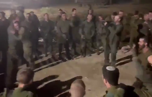 Thumbnail preview image for the video titled: IDF soldiers singing and dancing "we know our slogan / there are no "uninvolved civilians"