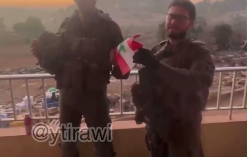 Thumbnail preview image for the video titled: Soldiers burn the Lebanese flag