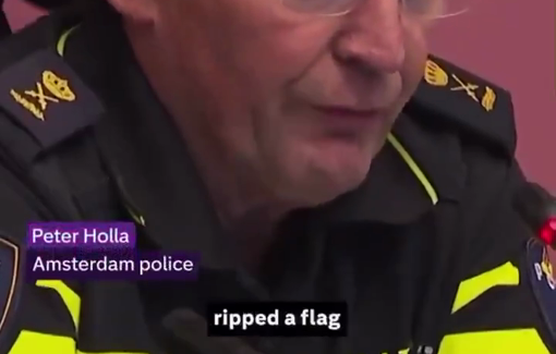 Thumbnail preview image for the video titled: Amsterdam Police Chief Peter Holla confirms circulating footage indicating that it was the Israelis who instigated the disturbances