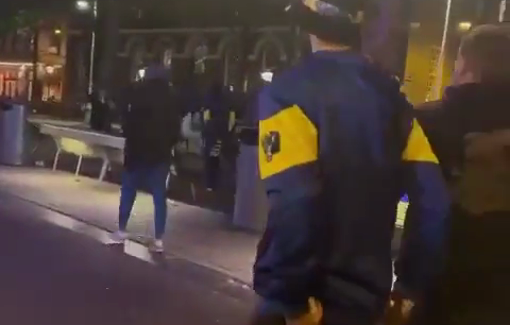 Thumbnail preview image for the video titled: Maccabi Tel Aviv supporters trying to lynch people on the streets of Amsterdam.