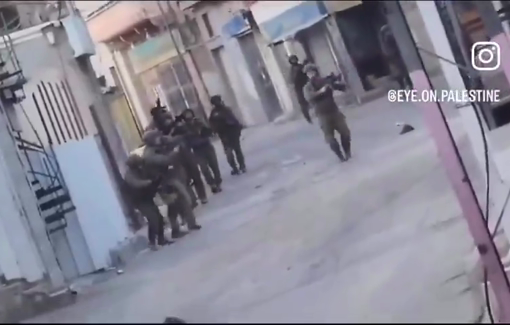 Thumbnail preview image for the video titled: The Israeli occupation soldiers open fire whilst raiding Al Fawwar refugee camp