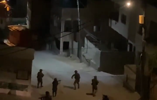 Thumbnail preview image for the video titled: Israeli forces launch sound bombs during a raid on the village of Odala, south of Nablus.