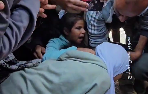 Thumbnail preview image for the video titled: Families mourn young men killed in a coffee-shop by Israeli strike