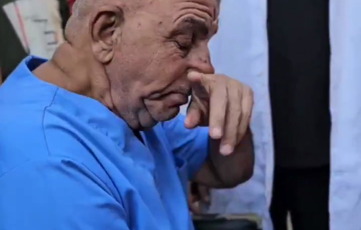 Thumbnail preview image for the video titled: Dr. Saeed Jouda mourns his relative killed by Israeli strike