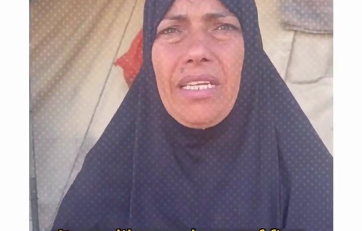 Thumbnail preview image for the video titled: Struggling mother recounts the burning of tents in Al-Aqsa hospital