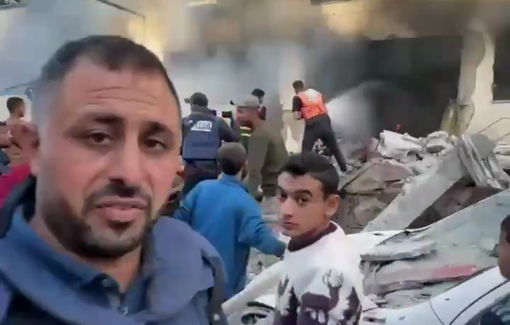 Thumbnail preview image for the video titled: Firefighters respond to fire cause by Israeli strike on Salah al-Din school