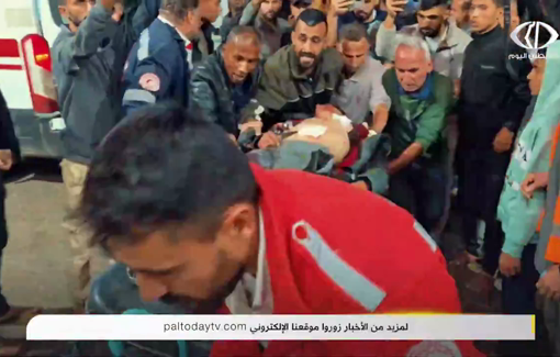 Thumbnail preview image for the video titled: Casualties taken to hospital following Israeli drone bombing of displacement tent