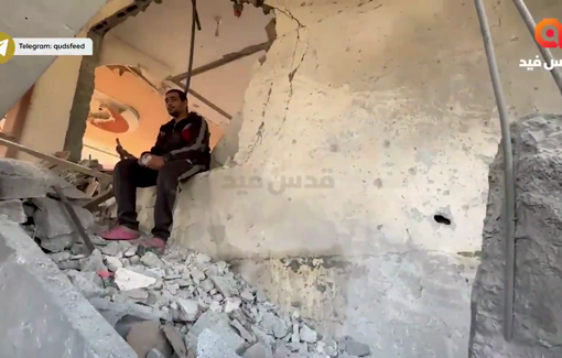 Thumbnail preview image for the video titled: Aftermath of the night Israeli strike on apartment in central Gaza