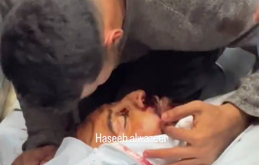 Thumbnail preview image for the video titled: Young man mourns his father killed by Israeli bombing of Al-Mawasi