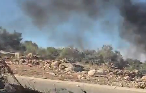 Thumbnail preview image for the video titled: Israeli settlers are attacking Palestinian village Beit Faurik setting fire to cars