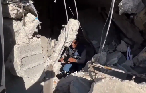 Thumbnail preview image for the video titled: Footage from the rubble of Abu Riyala family house