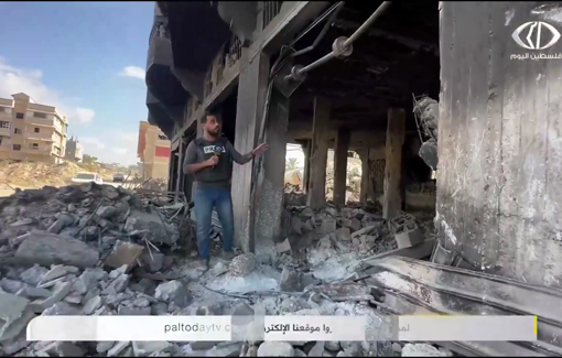 Thumbnail preview image for the video titled: Displaced people shelter in dilapidated buildings in Khan Younis