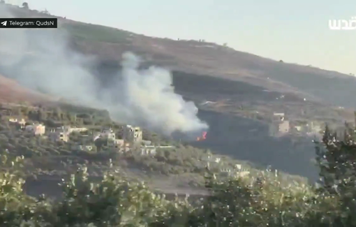 Thumbnail preview image for the video titled: Dozens of colonial Israeli settlers brazenly burned Palestinian citizens' lands near the village of Madama, south of Nablus