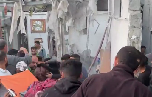 Thumbnail preview image for the video titled: Paramedics evacuate casualties from Israeli bombing in Bureij camp