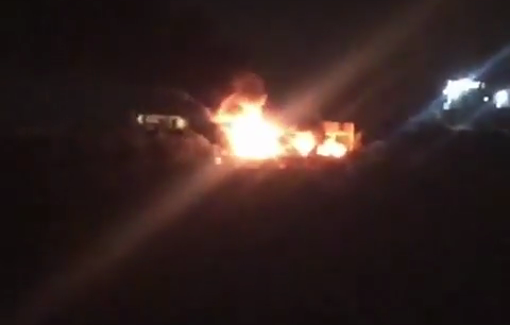 Thumbnail preview image for the video titled: Israeli forces blew up vehicles in the Wadi Hassan area